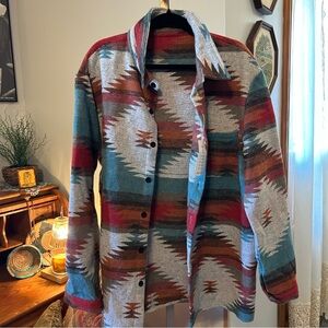 Southwestern Patterned Button-Up Barn Jacket XL